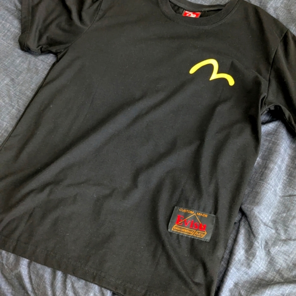 Evisu Black and Yellow Short Sleeve Tee